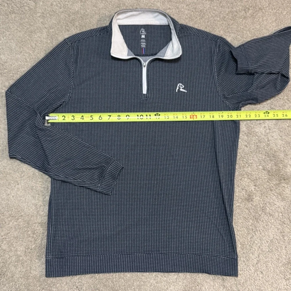 RHOBACK Golf 1/4 Zip Pullover Blue White Dot Mens Sz M Athletic Stretch